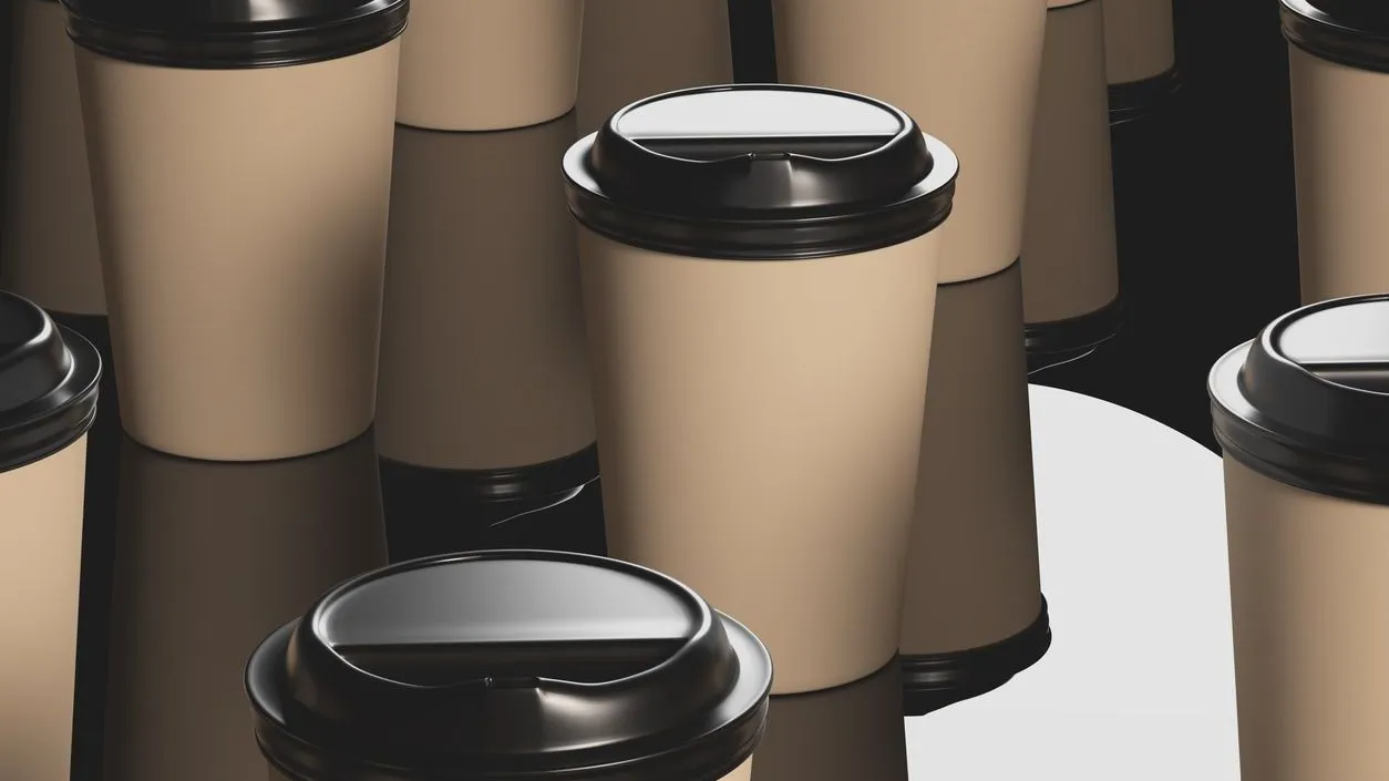 Printed coffee cups with restaurant branding